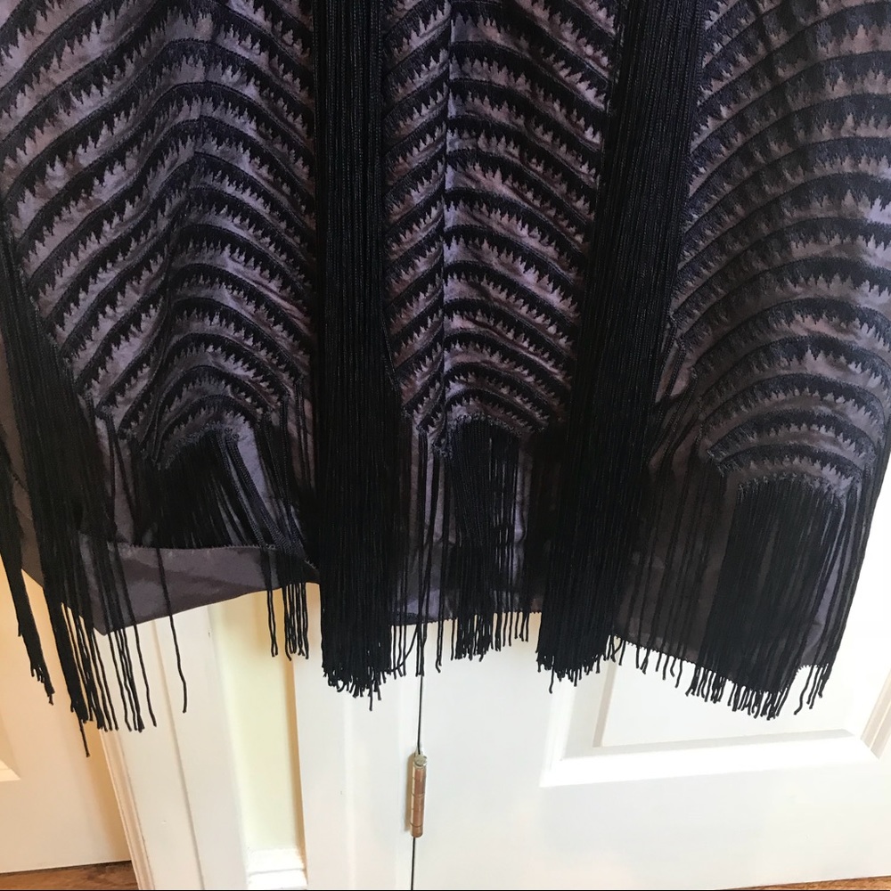 Vera Wang Purple Fringe Silk Dress - Picture 7 of 8